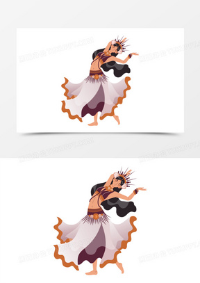 手绘矢量免抠古典舞蹈元素