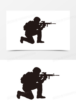 手绘黑色矢量射击人物剪影元素