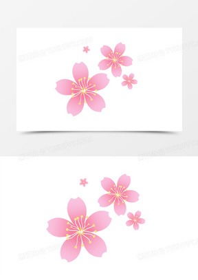 手绘粉色矢量樱花花朵免抠元素