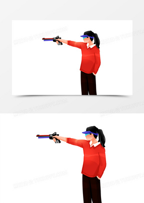 手绘插画射击运动员免抠元素
