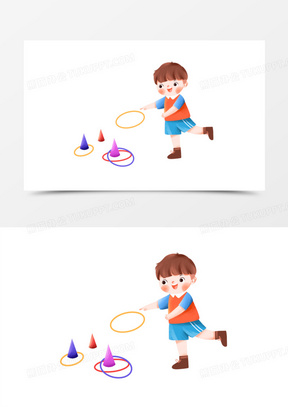 手绘卡通儿童套圈游戏元素