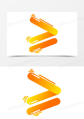 卡通橙黄渐变大于等于号免抠元素