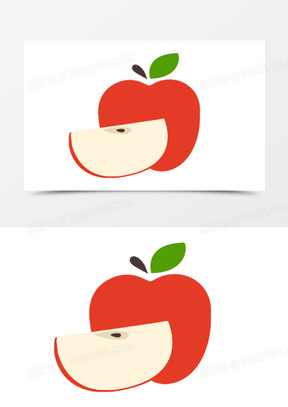 卡通扁平红苹果简笔画免抠元素