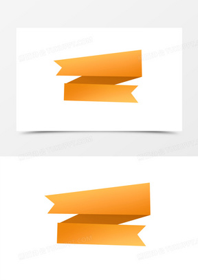 橙色丝带横幅标题框免抠元素