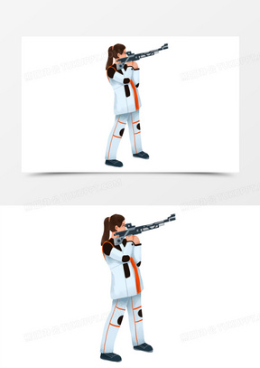 卡通女射击运动员射击训练元素