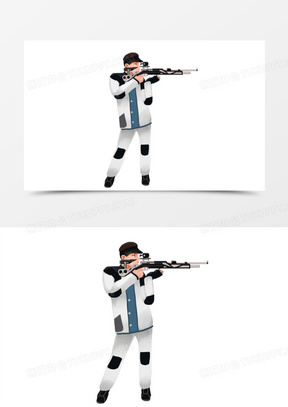 卡通射击运动员打枪免抠元素