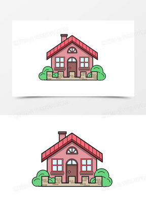手绘卡通简笔小房子元素
