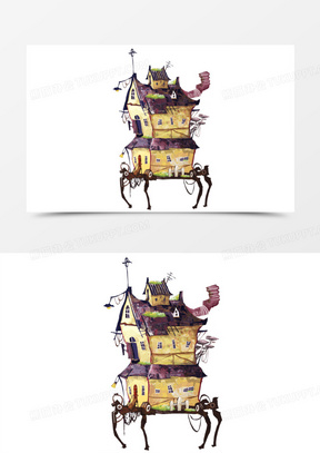 小屋魔法小屋手绘卡通