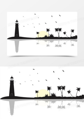 椰树剪影图片素材