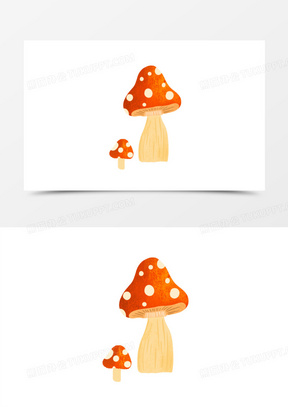 卡通手绘免抠红蘑菇菌菇素材