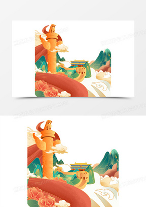 国潮牡丹图片素材