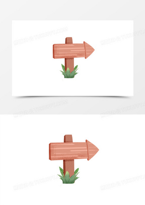 手绘木质手绘路标指示牌素材