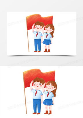 手绘卡通儿童敬礼免抠元素