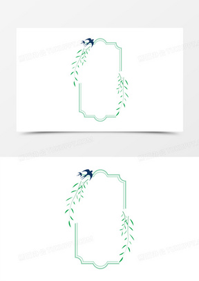 简约燕子柳枝边框免抠素材