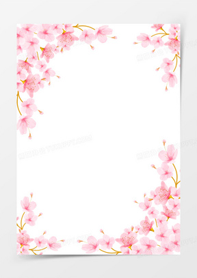 粉色竖版樱花边框免抠素材