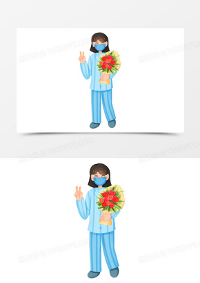 手绘卡通病人出院免抠素材