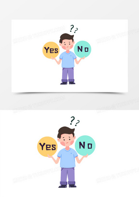 手绘赞成反对创意插画元素