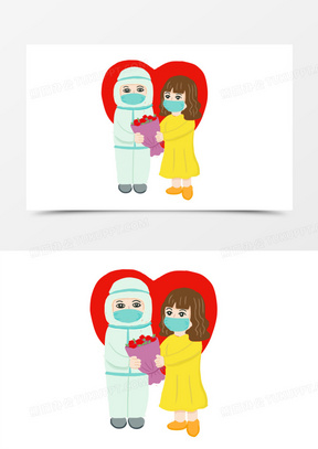 卡通病人痊愈出院元素