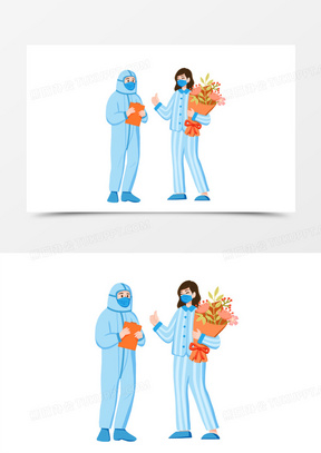 卡通病人康复出院场景素材