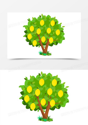 手绘黄色柠檬果树素材140卡通柠檬树枝免抠元素50柠檬长在树上的图片