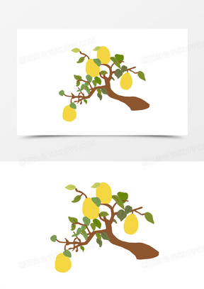 卡通柠檬树枝免抠元素