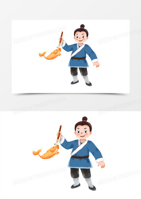 卡通中国传统故事神笔马良免抠元素