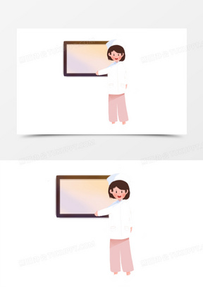 卡通手绘护士进行健康讲座免抠元素