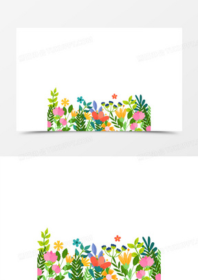 手绘卡通插画花丛花草免抠素材