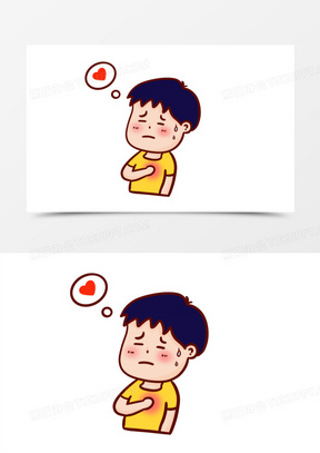 卡通小男孩胸闷素材