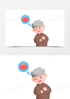 卡通老人胸口不舒服胸闷心痛免抠元素