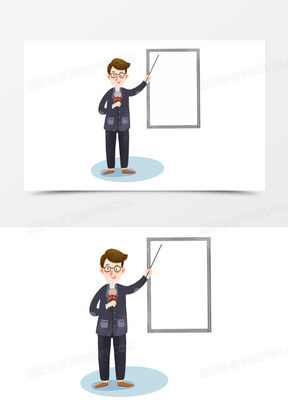 手绘卡通男子金融讲座插画免抠元素