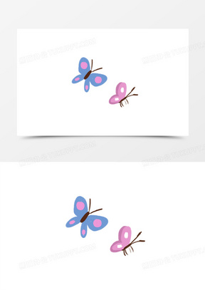 卡通手绘免抠两只蝴蝶元素