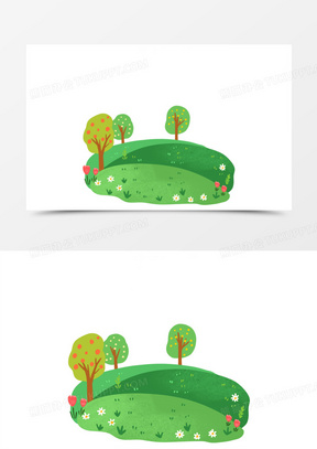 卡通手绘免抠青青草坪素材
