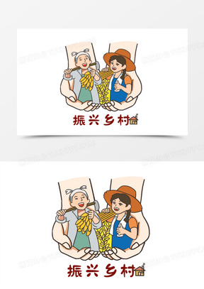 卡通手绘振兴乡村创意插画元素