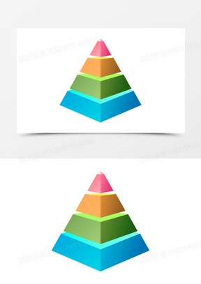 手绘矢量彩色三角分层结构元素