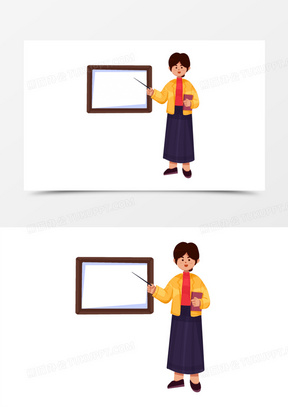 手绘老师开讲座插画元素