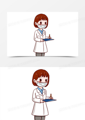 卡通手绘可爱医生记录免抠元素