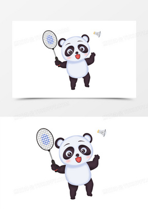 打羽毛球卡通图片素材