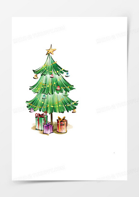 手绘卡通圣诞树装饰