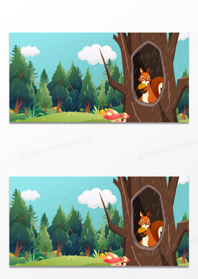 卡通手绘树洞海报背景