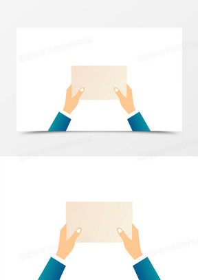 手绘卡通双手拿纸免抠边框素材