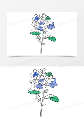 手绘简笔淡雅花束简笔画素材