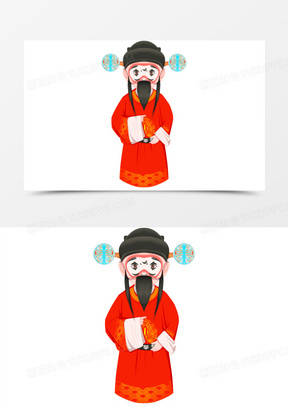 手绘京剧戏曲人物丑角插画元素