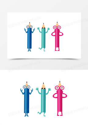 卡通拟人文具铅笔素材