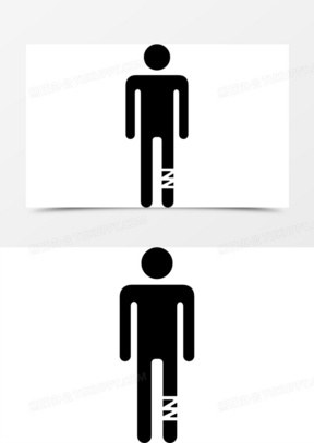 受伤的腿一个站着的人的剪影图标