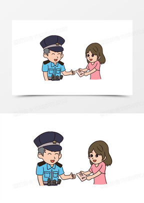 手绘卡通助人为乐拾金不昧元素