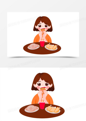 卡通吃东西图片素材