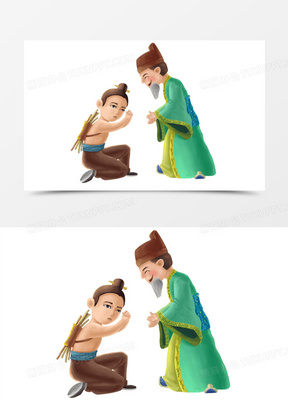 卡通古代负荆请罪成语故事素材