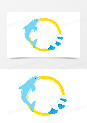 卡通动物海豚边框元素