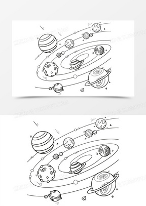 太空简笔画宇宙图案素材
